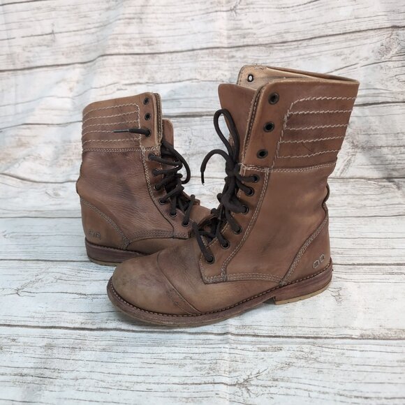 Bed Stu Handmade Leather Combat Boots Brown Goodyear Welt – Men’s 8 - Picture 7 of 12